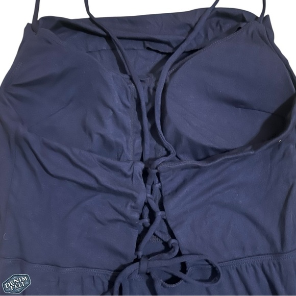 HALARA navy blue sleeveless lace up back midi dress with slit - Picture 9 of 10